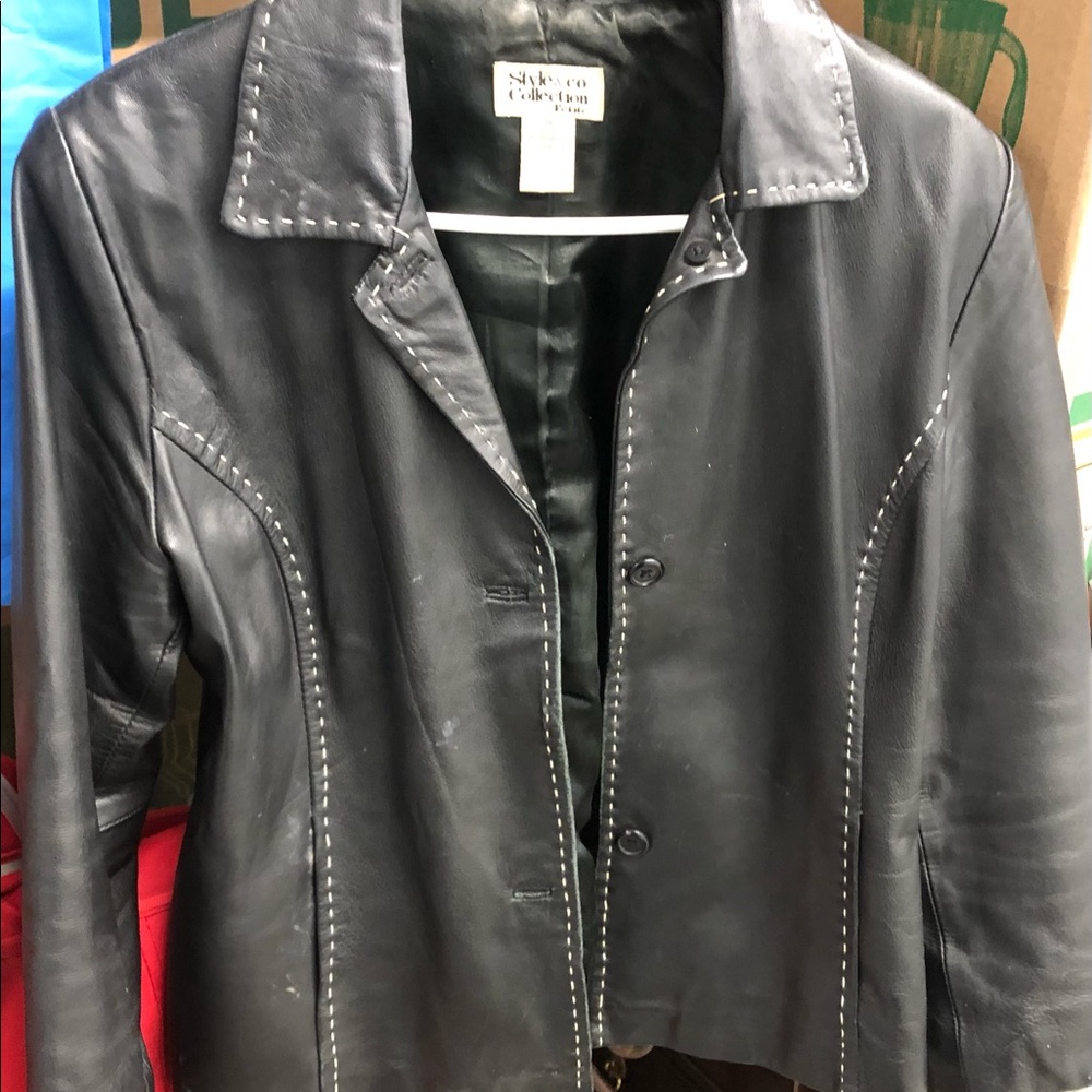 Leather Jacket Style and Co. Collection. Vintage design.Slightly worn.